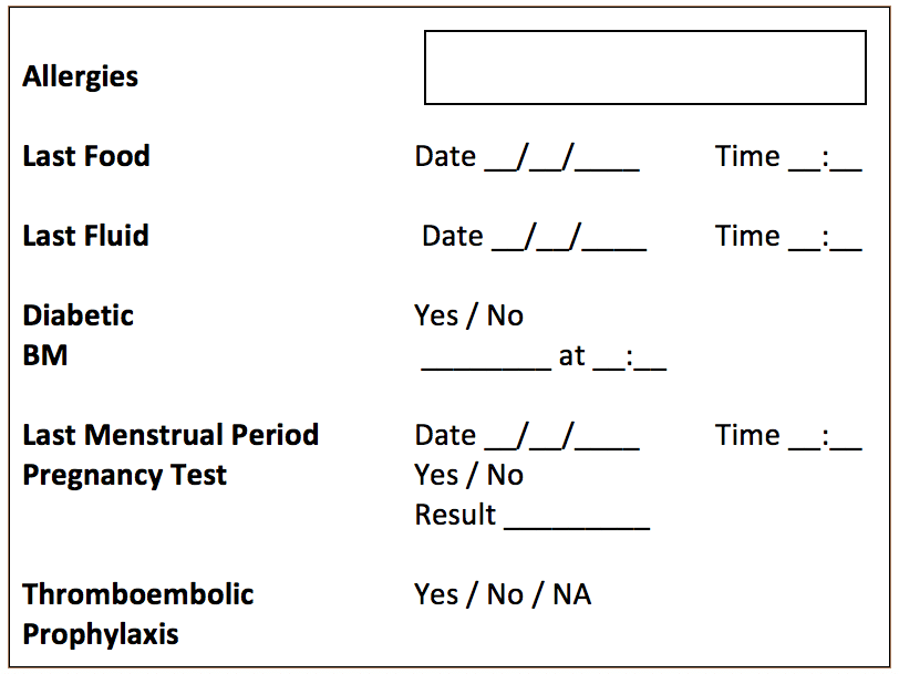 Fig. 1 - Example Nursing Checklist